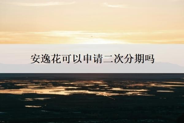 安逸花可以申请二次分期吗？可以申请暂停还款吗？